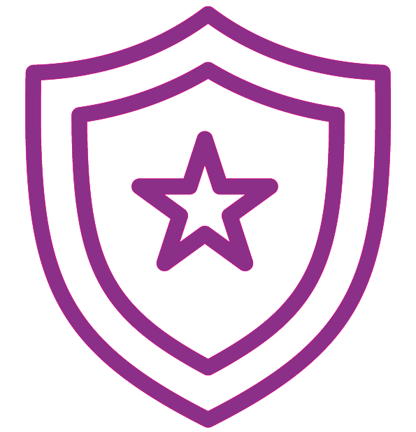 Purple Shield Icon to Represent Courage 